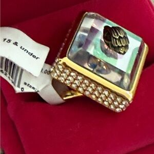 NWT Kurt Geiger London square stone cocktail Ring size7 new velvet box limited